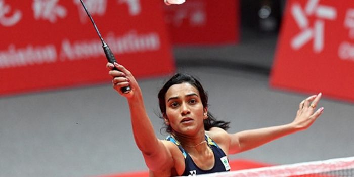 Pebulu tangkis tunggal putri India, Pusarla Venkata Sindhu, pada BWF World Tour Finals 2018.