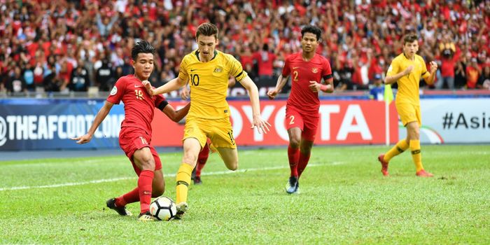 Timnas U-16 Indonesia berhadapan dengan Australia pada perempat final Piala Asia U-16 2018 di Stadion Bukit Jalil, Malaysia.