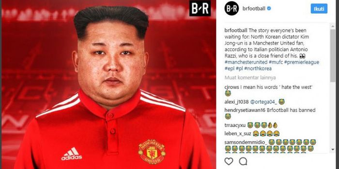 Kim Jong-un dikabarkan merupakan fan berat Manchester United