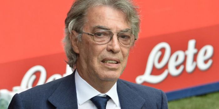 Massimo Moratti saat menghadiri pertandingan Inter Milan lawan Genoa di Liga Italia di Stadion Giuse