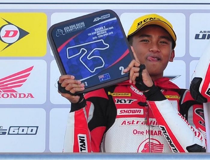 Mario Aji podium di Sport 250 Asia