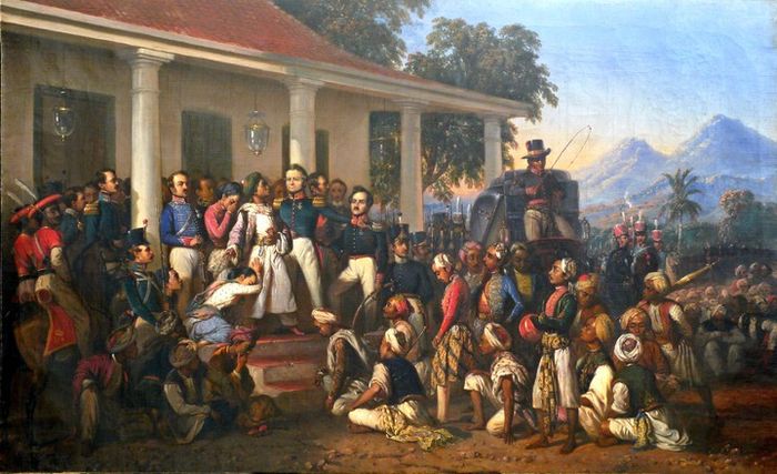 Lukisan mahakarya Raden Saleh yang berkisah tentang suasana penangkapan Pangeran Dipanagara.