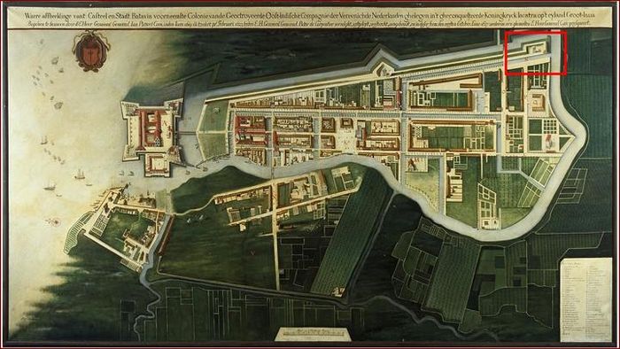 Denah Kota Batavia sekitar 1627, setahun sebelum penyerangan Mataram ke Batavia.