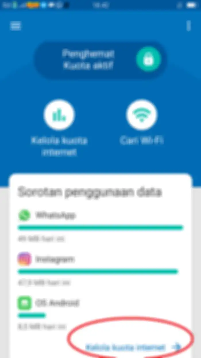 Pilih opsi Kelola kuota internet