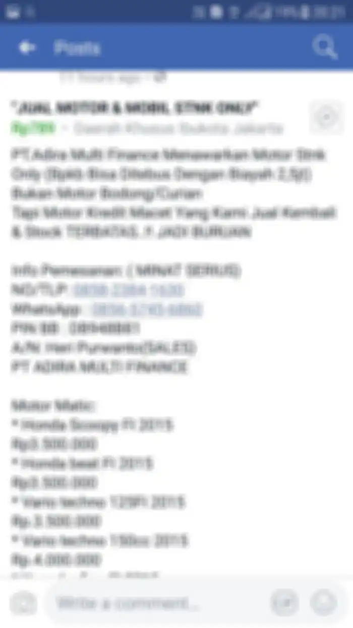Penipuan yang mengatasnamakan Adira Finance.