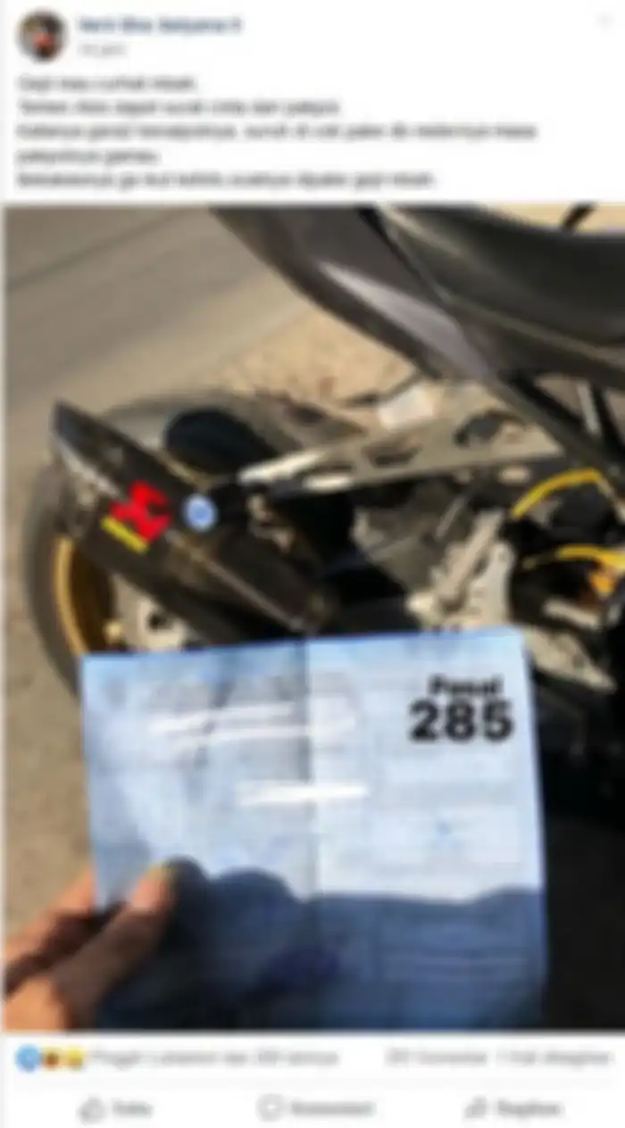 Pemakaian knalpot Akrapovic yang mengakibatkan ditilang pakai pasal 285 atau pasal karet