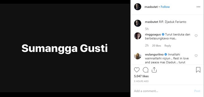 Kabar meninggalnya Djaduk Ferianto