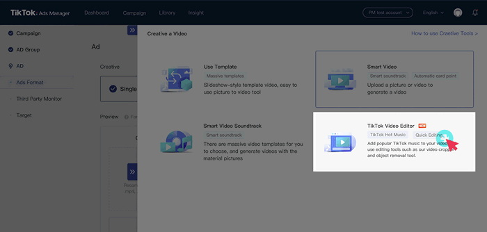 Fitur baru editing video, TikTok Video Editor yang dapat ditemukan di TikTok Ads Manager