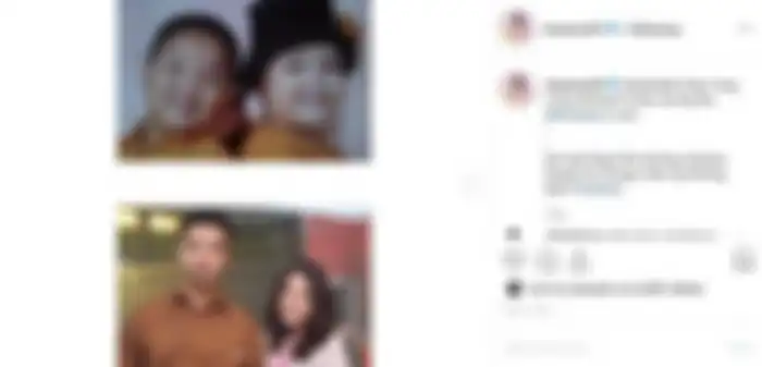 Unggahan Tina Toon yang gabungkan dua foto, yakni foto saat masih kecil dan foto ketika dewasa.