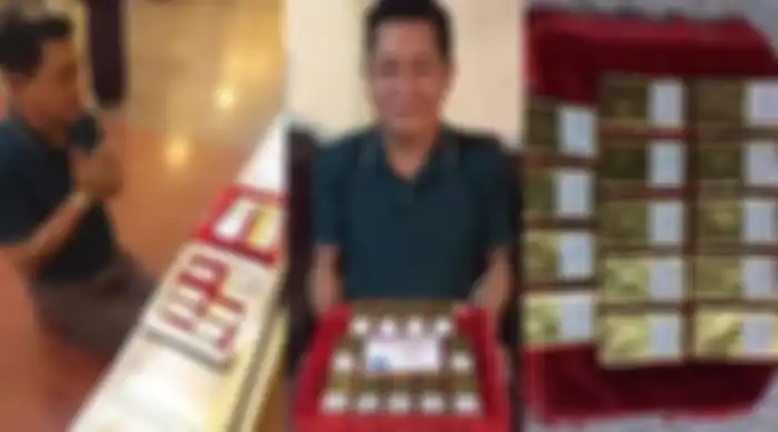 Sampah emas yang dihasilkan dari pemurnian patung Buddha Maha Muni.