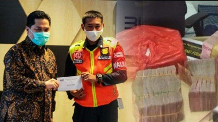Penemu uang Rp 500 juta di gerbong KRL diangkat menjadi karyawan tetap PT KCI. Erick Thohir kasih bonus.