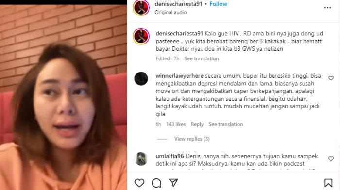 Denise Chariesta sebut dirinya kena HIV, desak RD berobat bareng.