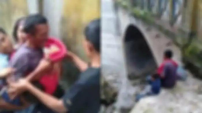 Warga di Siantar mengamankan seorang pria yang hendak bunuh diri dengan membawa anak-anaknya. 
