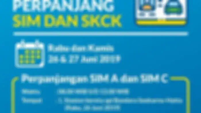 Poster pelayanan SIM keliling di Bandara Soekarno-Hatta pada Rabu (26/6/2019). 