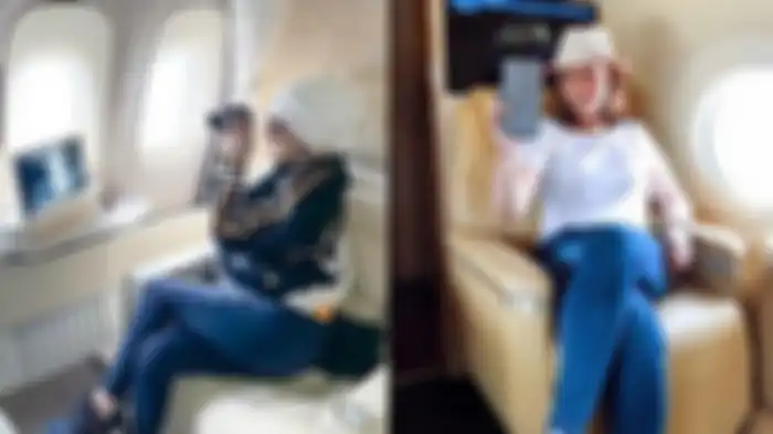 Sama-sama ambil foto saat di dalam pesawat