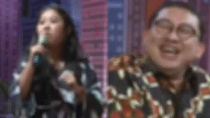 Wakil Ketua DPR Fadli Zon hanya bisa tertawa sambil menggelengkan kepalanya ketika menyaksikan penampilan stand up comedy Kiky Saputri