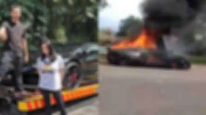 Lamborghini Aventador Raffi Ahmad terbakar di sirkuit sentul