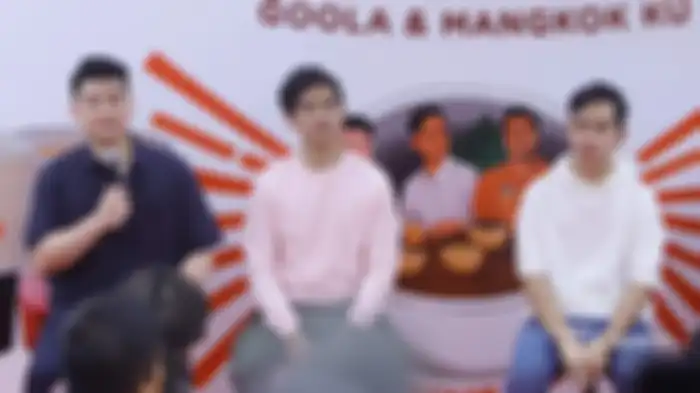 Gibran Rakabuming, Kaesang Pangarep, Chef Arnold saat ditemui di opening Goola dan Mangkok Ku di Mall Kota Kasablanka, Jakarta Selatan, Senin (21/10/2019).