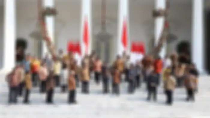 Jokowi dan Maruf Amin berasama menteri Kabinet Indonesia Maju