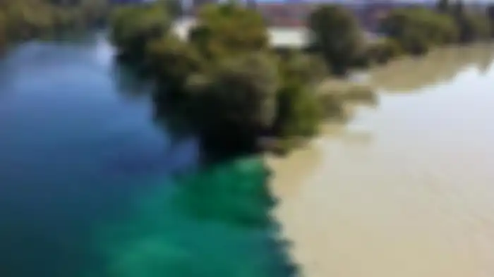 Sungai Rhone dan Sungai Arve di Jenewa, Swiss.