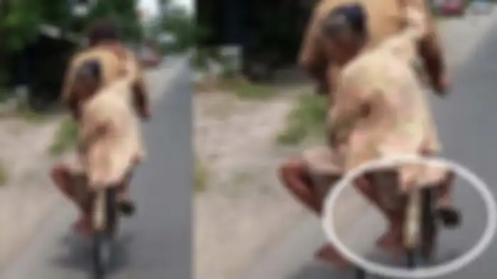 Pasangan tua di Blitar yang berboncengan pakai sepeda