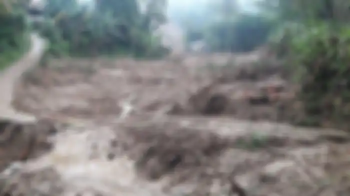 lokasi longsor di Kampung Banar atau Sinar Harapan, Desa Harkatjaya, Kecamatan Sukajaya 