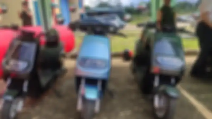 Motor listrik Elvindo Rama tampak dari depan.