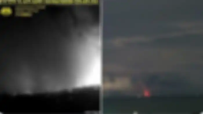 Gunung Anak Krakatau meletus Jumat 10 April 2020 malam. Gunung Anak Krakatau Meletus, Abu Tebal Menyembur hingga Pulau Sebesi. 