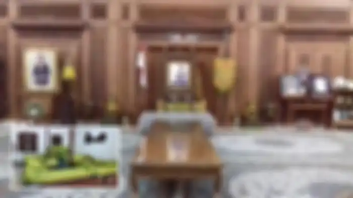 Seperangkat gamelan terpasang di ruang depan rumah Presiden Soeharto di Ndalem Kalitan, Solo, Jawa Tengah