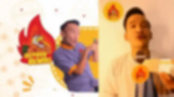 Ruben Onsu bersama produk makanannya, Ayam Geprek Bensu