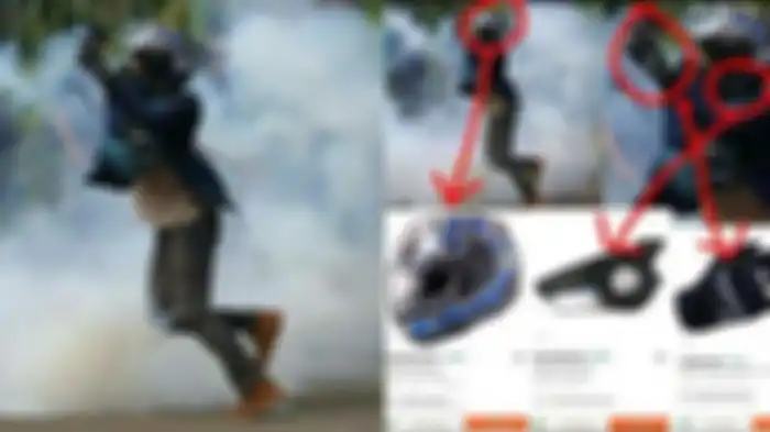 Viral pendemo memakai outfit bikers sultan, seperti Helm Arai RX-7X 