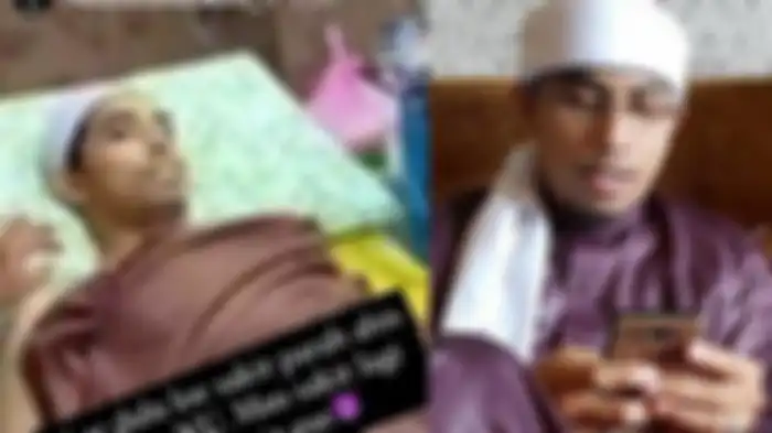Kondisi Maaher yang sedang berbaring tak berdaya itu juga diposting Nikita Mirzani melalui Insta storynya 