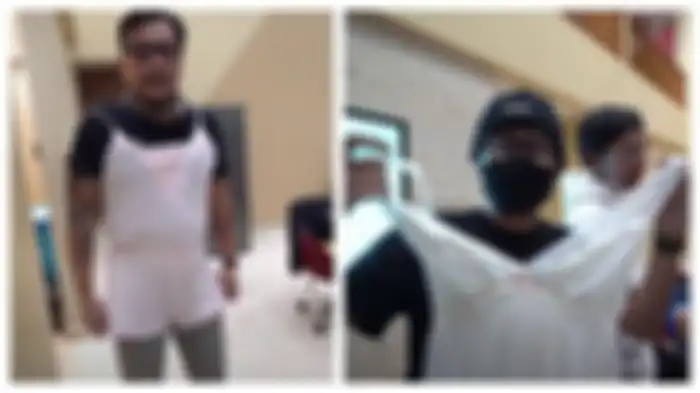 Kolase potret karyawan Rans mendapat pakaian seksi Nagita Slavina, Jumat (8/1/2021). 