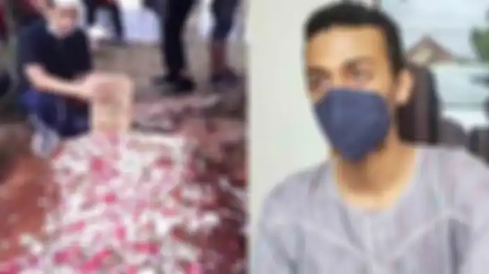 Alhasan Ali Jaber (20 tahun), anak sulung Syekh Ali (kiri) dan Makam Syekh Ali Jaber di Ponpes Daarul Quran, Cipondoh, Tangerang, Kamis (14/1/2021). 