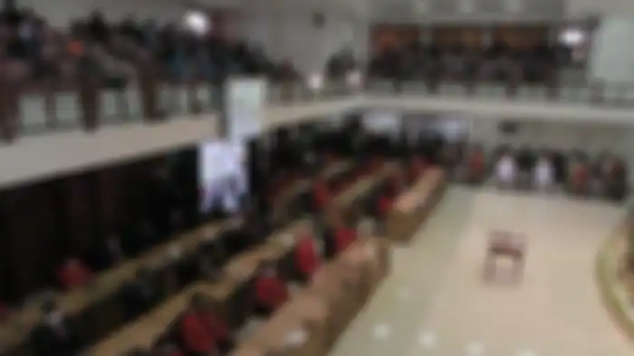 Suasana pelantikan Gibran-Teguh di Gedung DPRD Solo, Jumat (26/2/2021). 