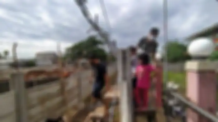 Anton dan keluarga mesti menggunakan kursi untuk keluar dari akses rumah yang ditemboki Ruli.