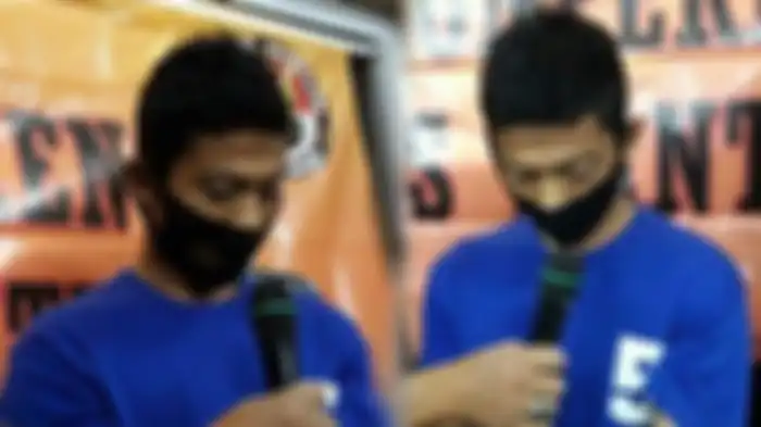 NK Pelaku Pembunuhan Sepupunya sendiri B warga Bantul di Mapolres Bantul Rabu (31/3/2021)