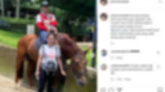 Kekompakan Danny dan Raiyah saat ajak putrinya berkuda