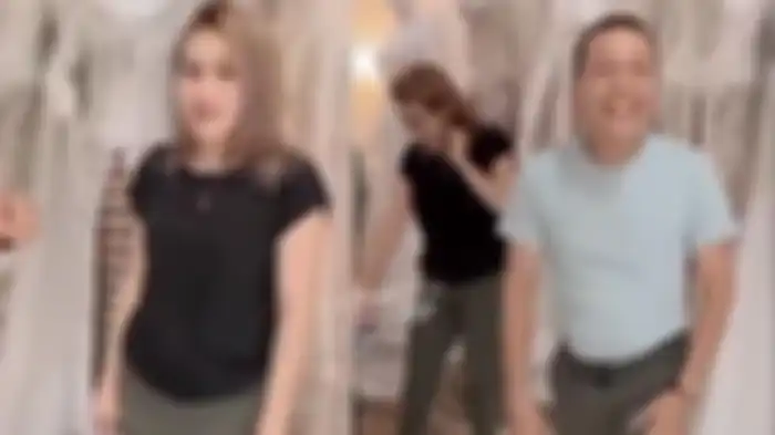 Ayu Ting Ting ditemani Abdul Rozak fitting baju pengantin. 