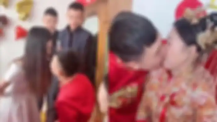 pengantin pria cium bridesmaid, respon pengantin wanita tak terduga