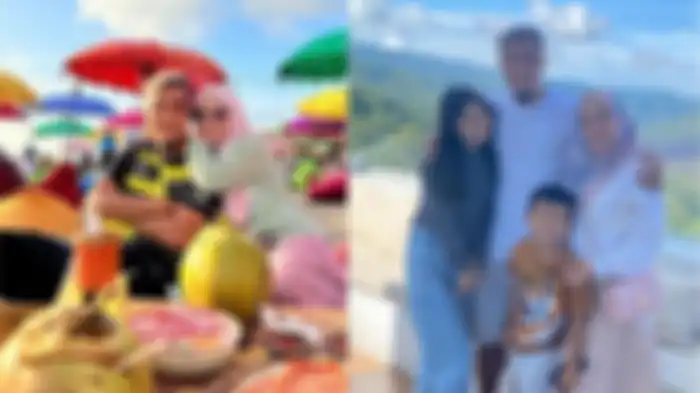 Okie Agustina liburan dengan suami baru dan keluarganya di Bali. 
