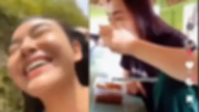 Amanda Manopo asyik makan di warteg sambil angkat kaki