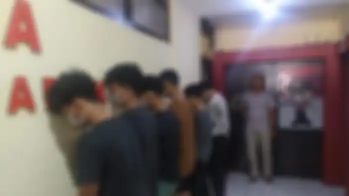 Pelaku geng motor diamankan di Mapolsek Biringkanaya, Kota Makassar, Selasa (19/7/2022) siang. 
