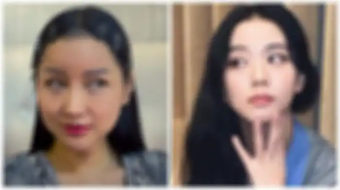 Lucinta Luna (kiri) dan Jisoo BLACKPINK (kanan) - Wajah Lucinta Luna masih bengkak dan belum maksimal. 