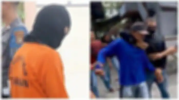 (KIRI) S, pria beristri yang membunuh guru TK di Kabupaten Lombok Barat dan (KANAN) Tim Puma Polresta Mataram menangkap pelaku di Ngawi, Jawa Timur, 