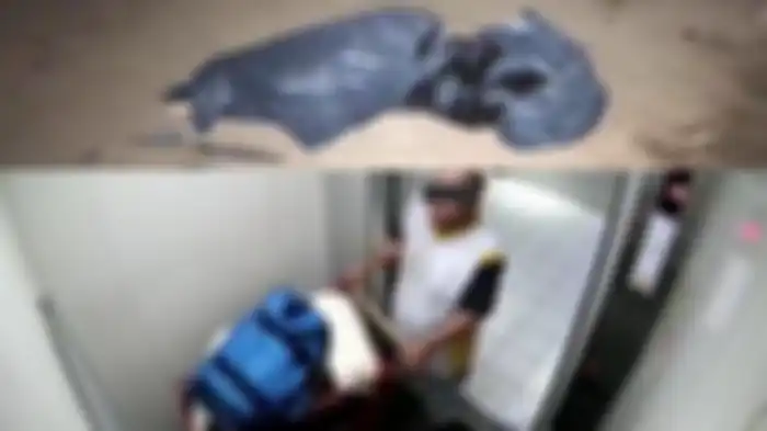 Pelaku yang membuang jasad wanita berinisial AYR terekam CCTV di lift tertawa menyapa orang lain