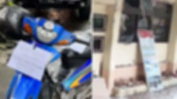 Motor diduga milik pelaku jadi sorotan lantaran bertuliskan kata-kata mencurigakan 