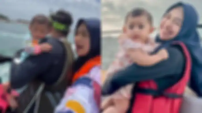 Ria Ricis ajak Baby Moana naik jetski