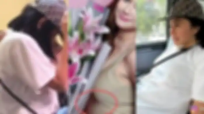 Momen ketika Denise Chariesta menangis saat melakukan pengakuan dosa saat beribadah (kiri) diduga karena kejadian hamil di luar nikah dan sang kekasih enggan bertanggung jawab.  