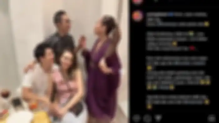 Aming mengunggah potret kebersamaannya dengan Maxime Bouttier, Luna Maya dan Bunga Citra Lestari (BCL), Sabtu (12/5/2023). 